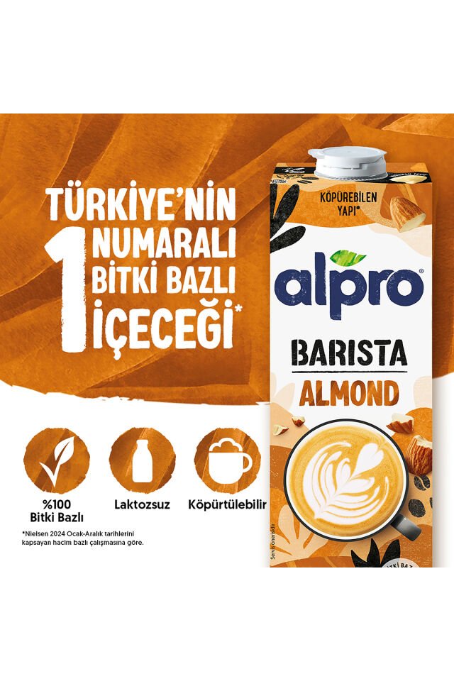 Barista Badem Sütü 1 L Vegan Laktozsuz Bitkisel Bazlı