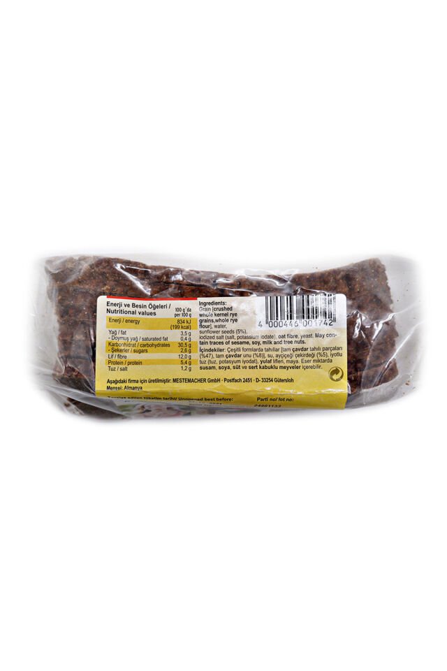 Ayçekirdekli Çavdarlı Tam Tahıl Ekmeği 500 gr