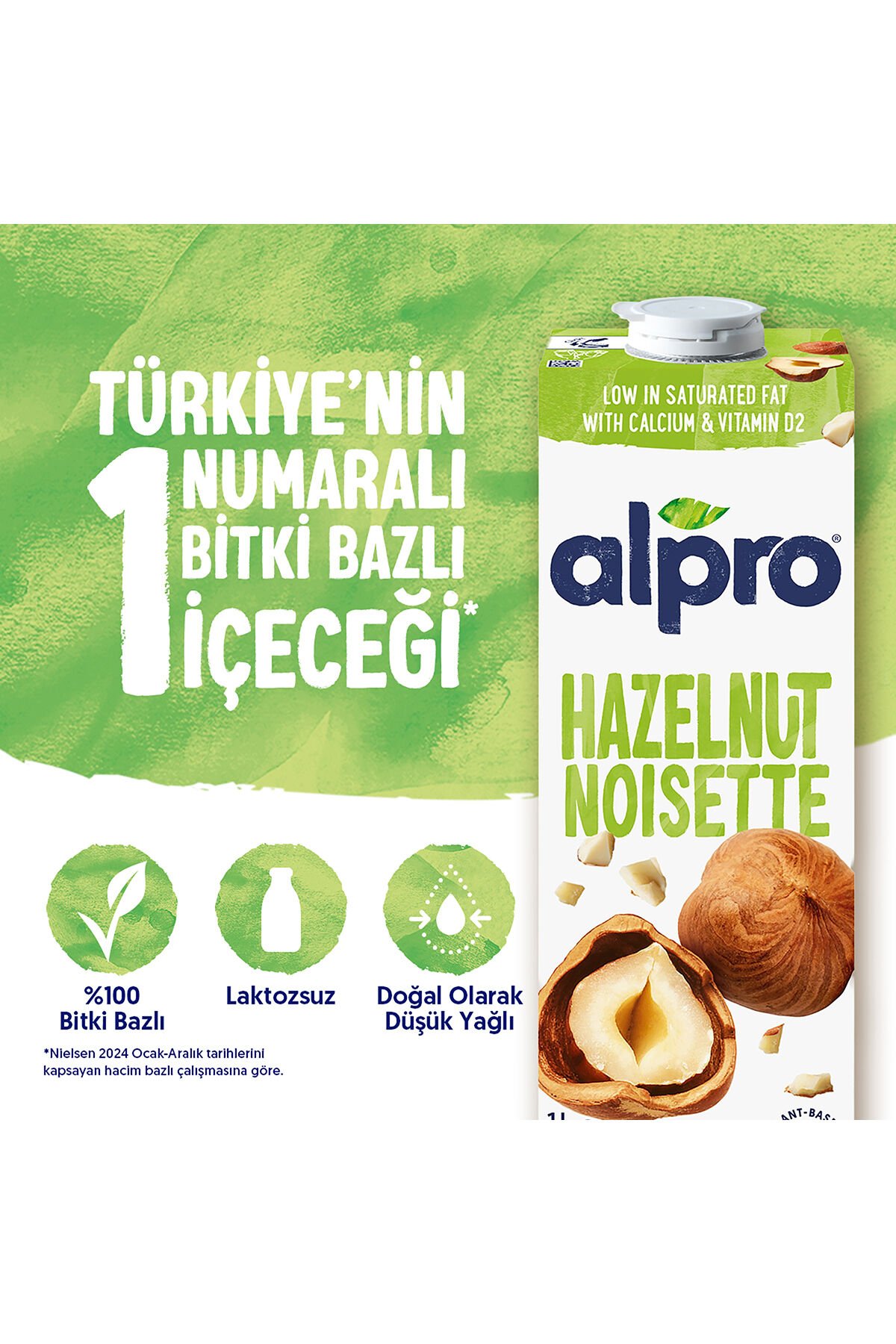 Fındıklı Süt 1 L Vegan Laktozsuz Bitkisel Bazlı