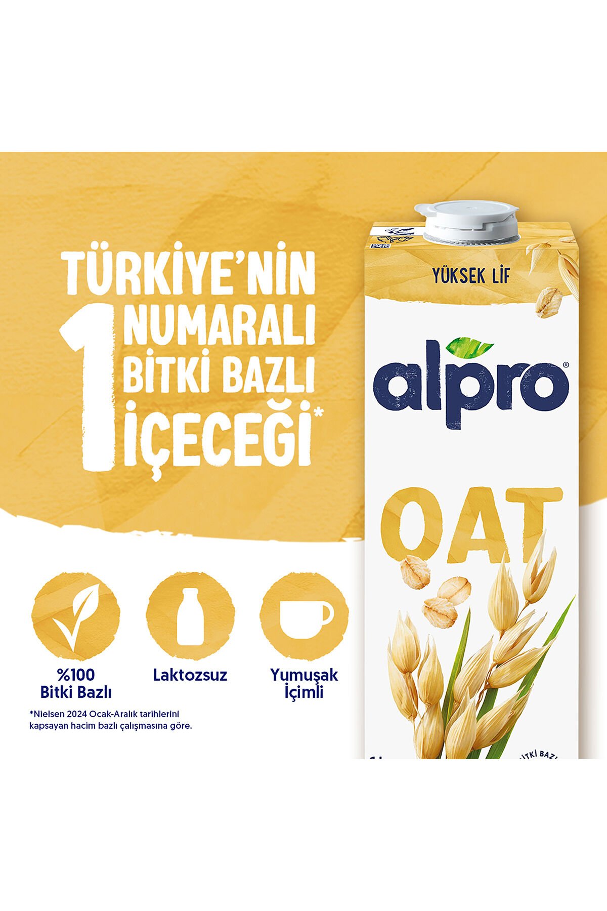 Yulaf Sütü 1 L Vegan Laktozsuz Bitkisel Bazlı